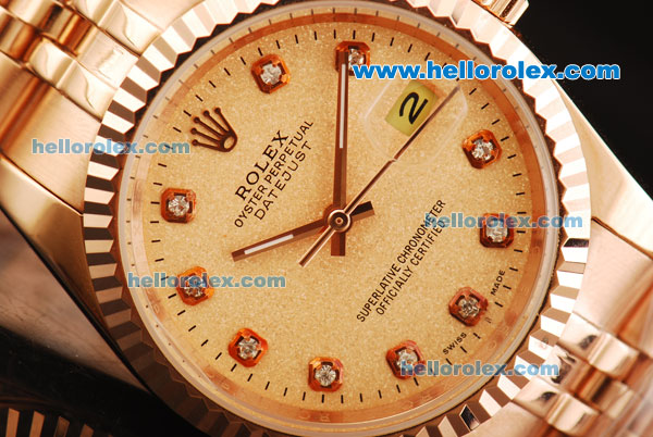 Rolex Datejust Automatic Full Rose Gold with Diamond Marking and Rose Gold Dial - Click Image to Close